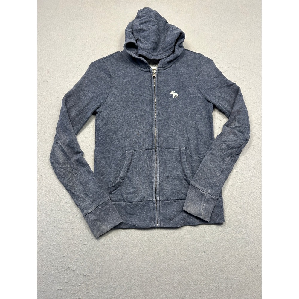 Abercrombie & Fitch Zip Up Hoodie Cotton Blend Heather Navy XS Womens